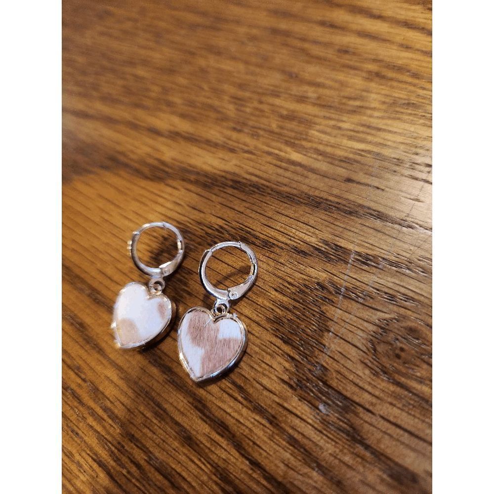 Pink and White Heart Earrings